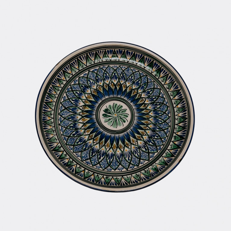 Unique handmade decorative plate from Uzbekistan, 46 cm, drip technique